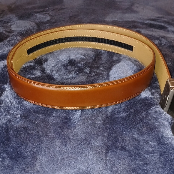 Men's Chaoren Brown Sliding Ratchet Adjustable Belt - Picture 5 of 5